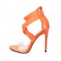 Snake print transparent word strap high heels large size
