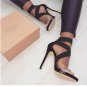 Snake print transparent word strap high heels large size
