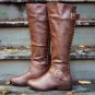 Ladies Long Boots Solid Flat Stud Tall Boots