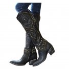Ladies rivet boots chunky mid heel 40-43 plus size