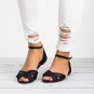 Fish mouth buckle strap flat heels women's large size sandals 34-43 two colors