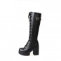 Thick heel women's platform high-heeled long boots lace up 40-43 large size