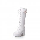 Thick heel women's platform high-heeled long boots lace up 40-43 large size