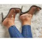 New female plastic transparent 11cm super high heel crystal thick heel female sandals 2 Colors