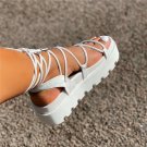Lace-up flat solid color sponge cake platform Roman shoes women's shoes Lace-up flat solid color sponge cake platform Roman shoes women's shoes