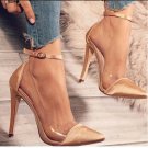 Pointed toe color matching transparent stiletto super high heels women's shoes  2 colors