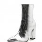 Patent leather Fabric pointed thick heel high-heel zipper knight boots