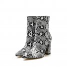Patent leather Fabric pointed thick heel high-heel zipper knight boots