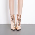 Patent leather Fabric pointed thick heel high-heel zipper knight boots