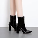 Patent leather Fabric pointed thick heel high-heel zipper knight boots