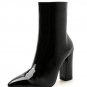 Patent leather Fabric pointed thick heel high-heel zipper knight boots