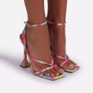 Square toe high-heeled women's stiletto and breathable sandals