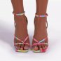 Square toe high-heeled women's stiletto and breathable sandals