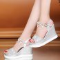 New style women's shoes fashion pearl crystal wedges sandals 3 colors