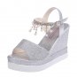 New style women's shoes fashion pearl crystal wedges sandals 3 colors