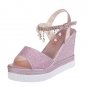 New style women's shoes fashion pearl crystal wedges sandals 3 colors