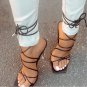 Roman bandage crystal transparent thin heel lace up high-heeled sandals 2 colors