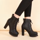 High-heeled short boots women's thick-heeled waterproof platform Plush Martin boots