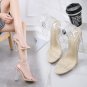 Thick with transparent sandals one character with buckle wild beauty sandals 35-42