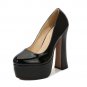 High heels women's thick heel waterproof platform round toe large size shallow mouth shoes