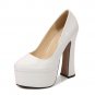 High heels women's thick heel waterproof platform round toe large size shallow mouth shoes