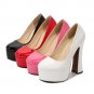 High heels women's thick heel waterproof platform round toe large size shallow mouth shoes