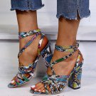 Large size women's high-heeled open-toe snake print sandals Large size women's high-heeled open-toe snake print sandals
