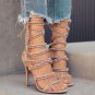 Fashion cross strap stiletto large size 34-43 women's sandals