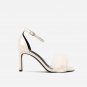 Women's Mink Hair High Heels Square Toe Sexy Open Toe Sandals 2 colors