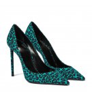 Leopard print high heels pointed toe stiletto sexy plus size party women's shoes