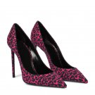 Leopard print high heels pointed toe stiletto sexy plus size party women's shoes