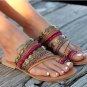 Handmade Bohemian Flat Sandals Women's Shoes Large Size 40-43