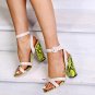 Open-toe thick heel fashion lace-up women's shoes 2 colors