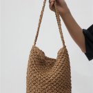 Simple hand-woven bag large-capacity straw bag shoulder portable bucket beach bag
