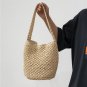 Simple hand-woven bag large-capacity straw bag shoulder portable bucket beach bag