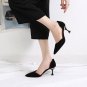 Shallow mouth hollow pointed stiletto suede cat heel fashion new 2 colors