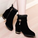 Women's boots mid heel platform ankle boots side zip thick heel