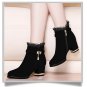 Women's boots mid heel platform ankle boots side zip thick heel