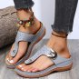 New Round Toe Hollow Metal Buckle Wedge Comfort Flip-Flops 5 colors