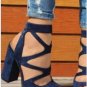 Rough high heel fish mouth large size sandals women's shoes 2 colors