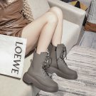 Martin boots autumn and winter side zipper platform lace-up motorcycle boots