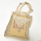 Cotton Thread Crochet Bag Mesh Shoulder Square Knit Triangle Pattern Tote Bag Letter Embroidery Cotton Thread Crochet Bag Mesh Shoulder Square Knit Triangle Pattern Tote Bag Letter Embroidery