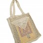 Cotton Thread Crochet Bag Mesh Shoulder Square Knit Triangle Pattern Tote Bag Letter Embroidery