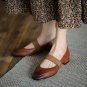 French retro sheepskin thick heel shallow mouth round head stitching with Mary Jane shoes women