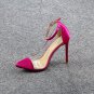 Eleventh pointed toe color matching transparent stiletto super high heels large size 4 colors