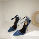 Women's metal high heel chain lock pointed toe stiletto sandals Women's metal high heel chain lock pointed toe stiletto sandals