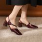 Reike Nen niche design French retro Genuine leather sandals high-heeled shoes 3 colors
