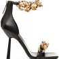 High-heeled fashion strappy sandals cowhide chain square toe open toe women's shoes