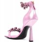 High-heeled fashion strappy sandals cowhide chain square toe open toe women's shoes