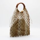 New round handle strands black camel beach bag woven bag 2 colors